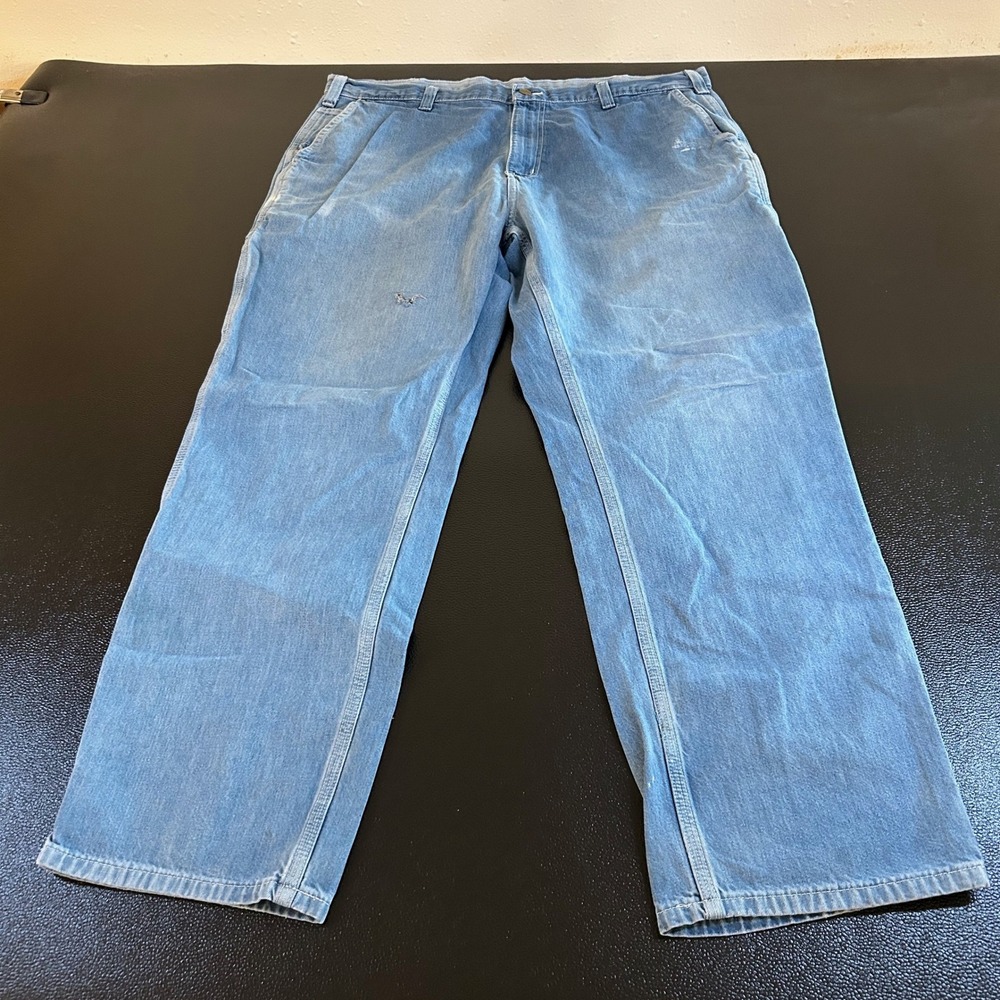Carhartt Denim Carpenter‎ Pants Dungaree Fit Distressed Blue Jeans Mens 40x30"